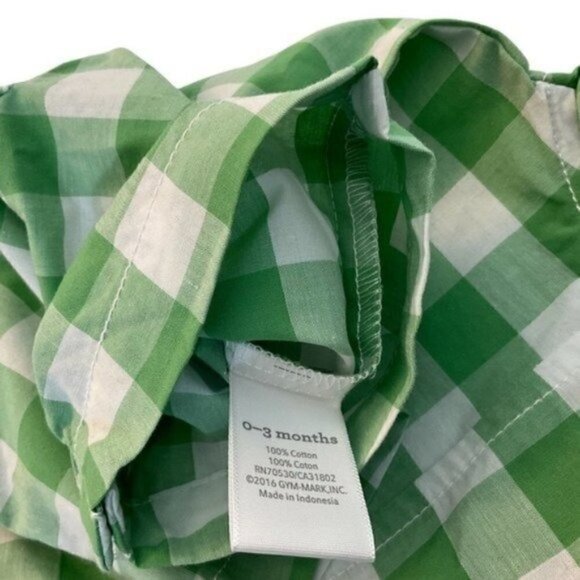 Dressed Up By Gymboree plaid green & white romper size 0-3 months - Picture 5 of 6